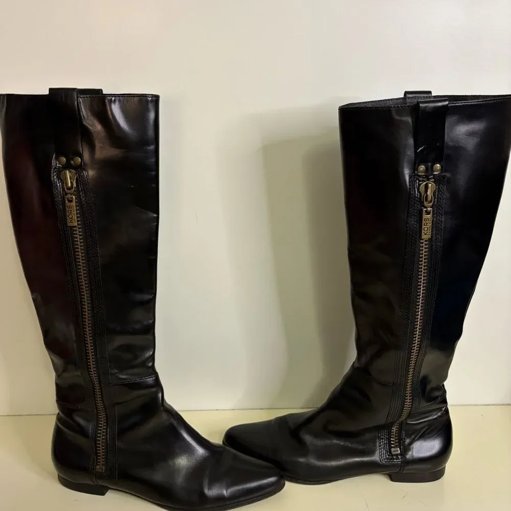 Michael Kors Brinks Leather Riding Boots sz 8.5